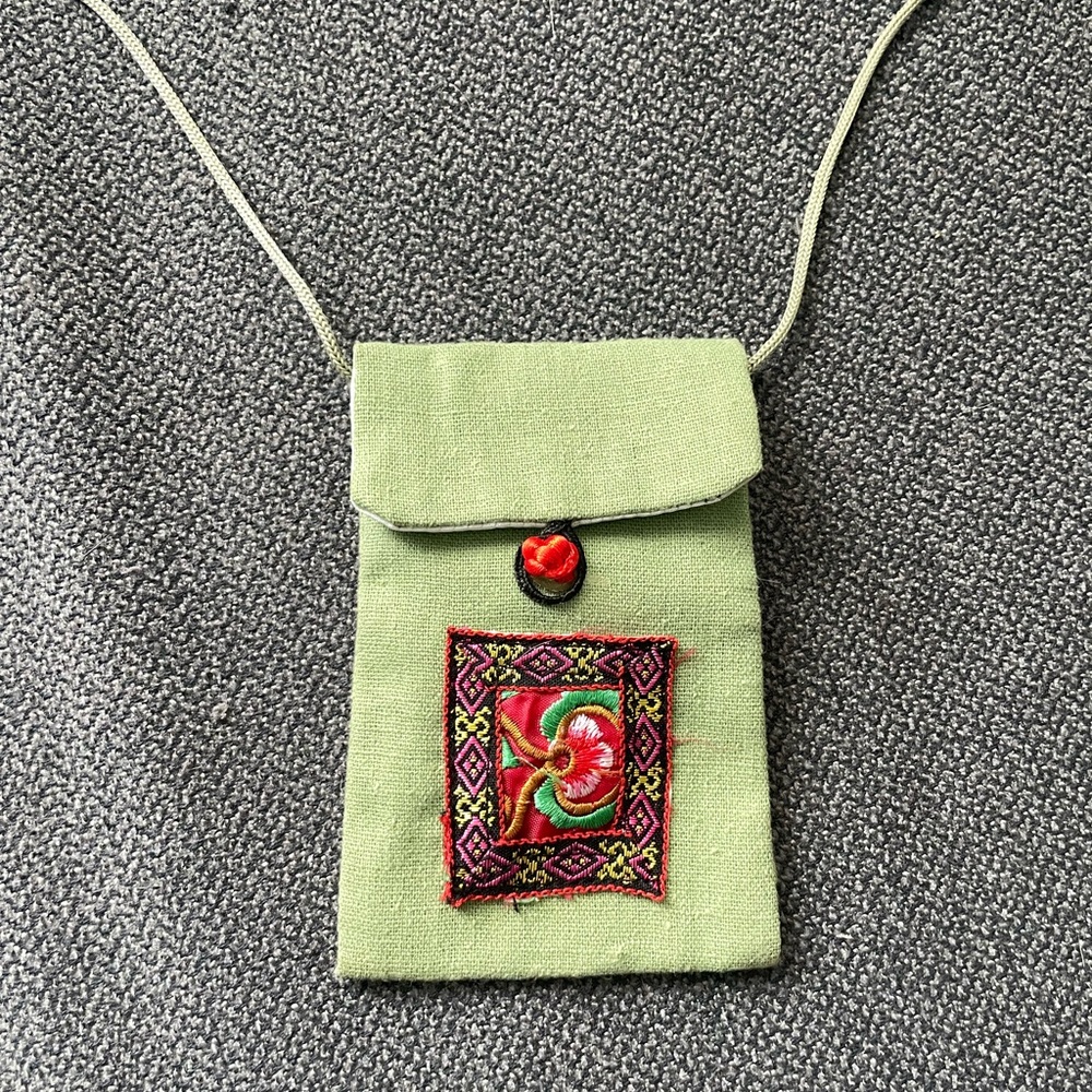 Embroidered Green Crossbody Bag